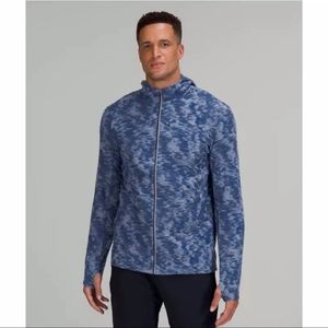 Lululemon Athletica Surge Warm Full Zip Blue Patterned Hooded Sweater XXL